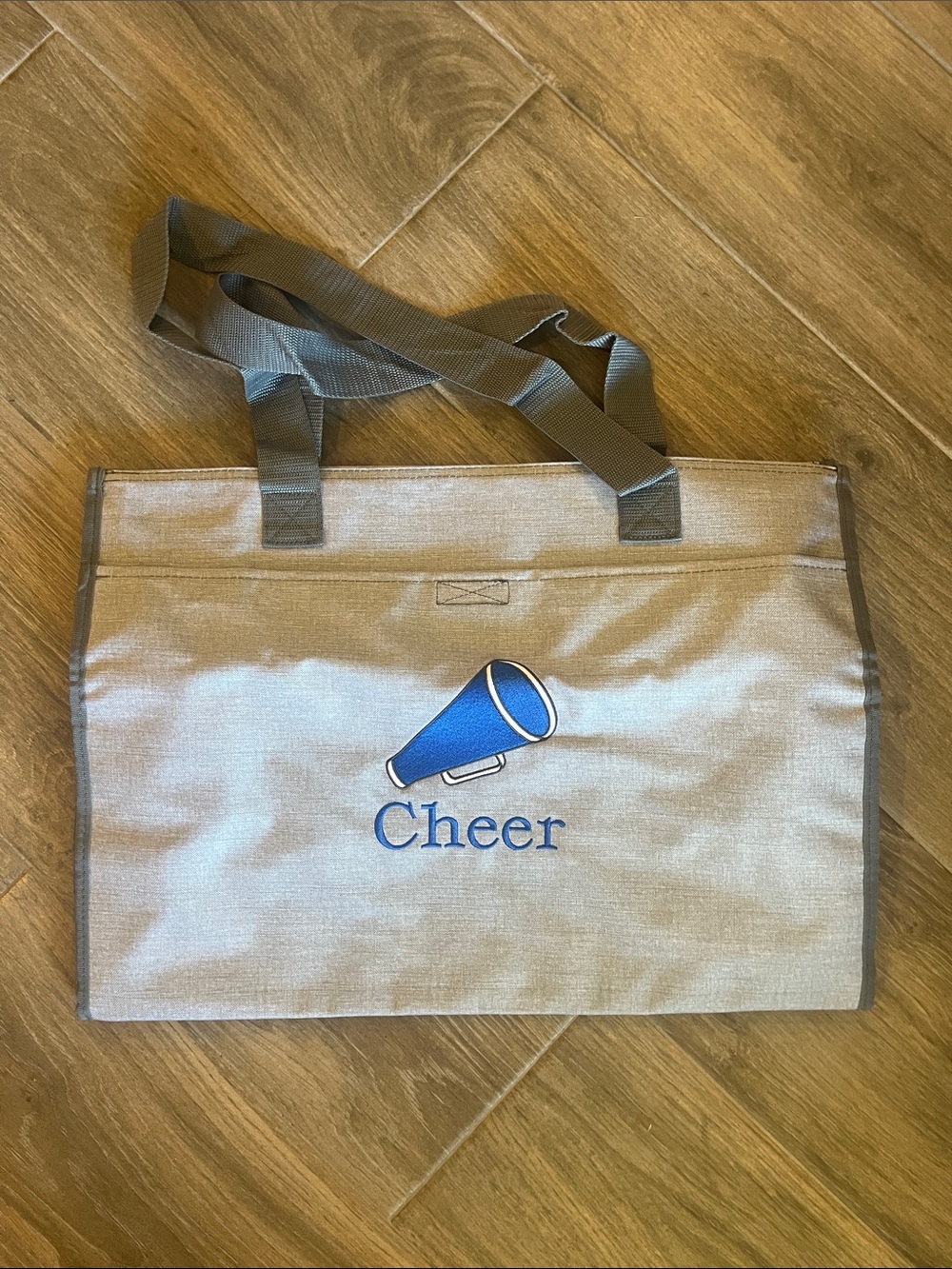 thirty-one Gray Cheer Tote Bag with Blue Megaphone